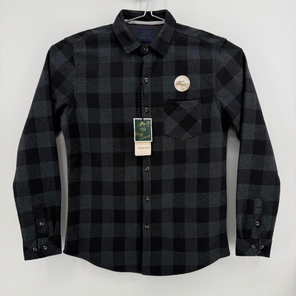 Nomad Sierra Lined Flannel Mens M Thermal Lined Cotton Black Plaid Buffalo Check